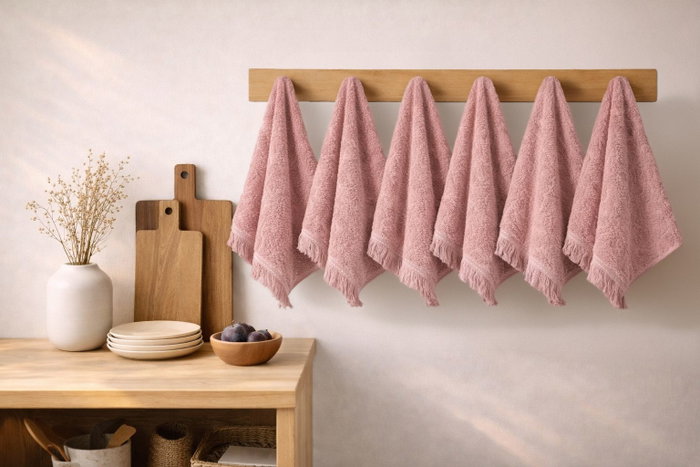 Mijolnir Juego de toallas de lavado Textured - Dusty Rose de 6 piezas